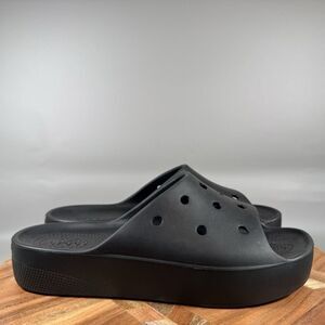 CROCS Classic Platform Slide Sandal Womens 10 Black Iconic Comfort Slip On